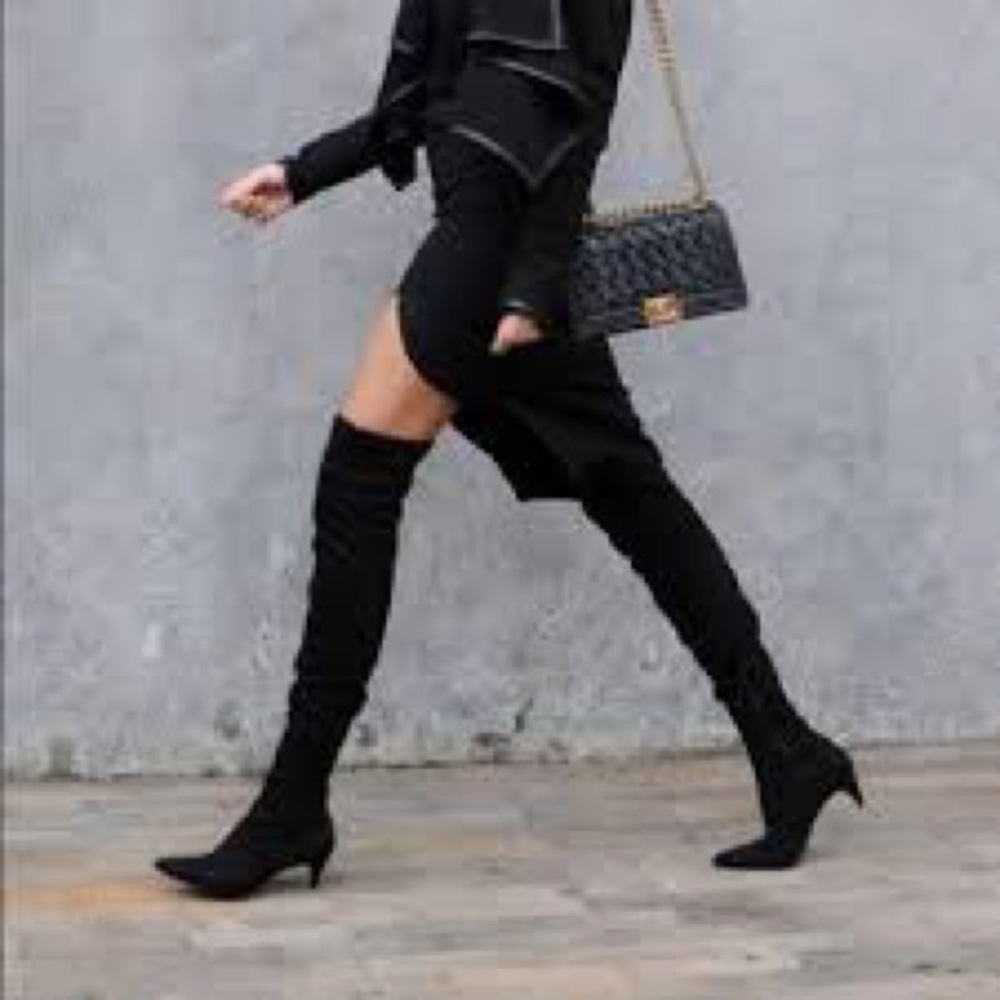 Over the knee kitten heel boot